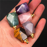 Faceted Stone Perfume Bottle Pendant - Reiki Essential Oil Diffuser