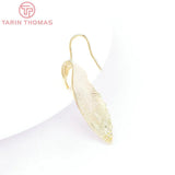 4PCS 11x38MM 24K Plated Brass Leafs Earring Hook