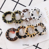 Leopard Fabric Circle Earrings for Autumn/Winter