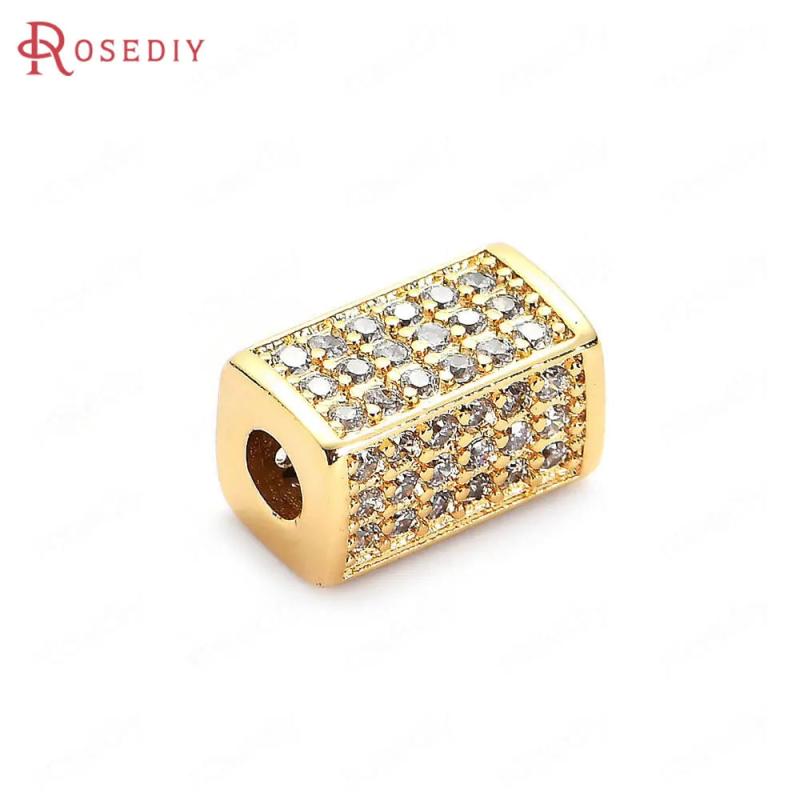 4PCS 10x6x6MM Brass Cuboid Spacer Beads