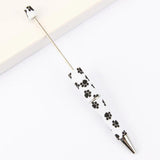 5Pcs Leopard Printed Plastic Ballpoint Pen DIY Beadable Supplies