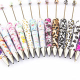 5Pcs Leopard Printed Plastic Ballpoint Pen DIY Beadable Supplies