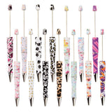 5Pcs Leopard Printed Plastic Ballpoint Pen DIY Beadable Supplies