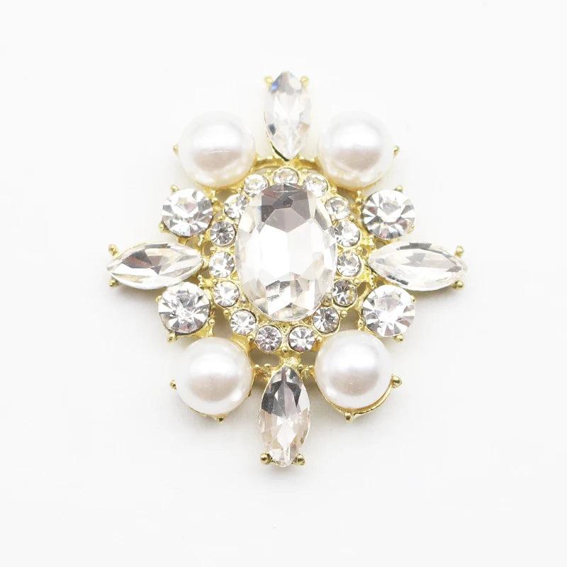 5pcs Metal Wedding Decor Oval Crystal Rhinestone Alloy Accessories