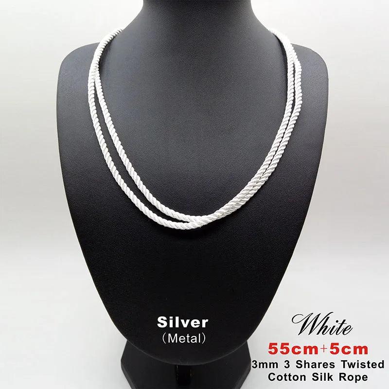 3 Pcs 3mm 3-Strand Rope Adjustable Braided Necklaces & Pendants