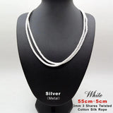 3 Pcs 3mm 3-Strand Rope Adjustable Braided Necklaces & Pendants