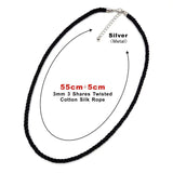 3 Pcs 3mm 3-Strand Rope Adjustable Braided Necklaces & Pendants