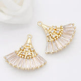 2PCS 20x20MM 14K Fan Shape Connect Charms Pendants Jewelry Making Supplies