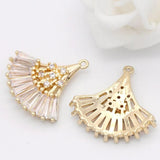 2PCS 20x20MM 14K Fan Shape Connect Charms Pendants Jewelry Making Supplies