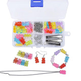 DIY Bear Charms Earrings Kit Necklace Pendant Lobster Clasp Jump Rings
