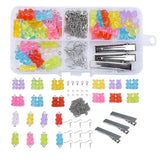 DIY Bear Charms Earrings Kit Necklace Pendant Lobster Clasp Jump Rings