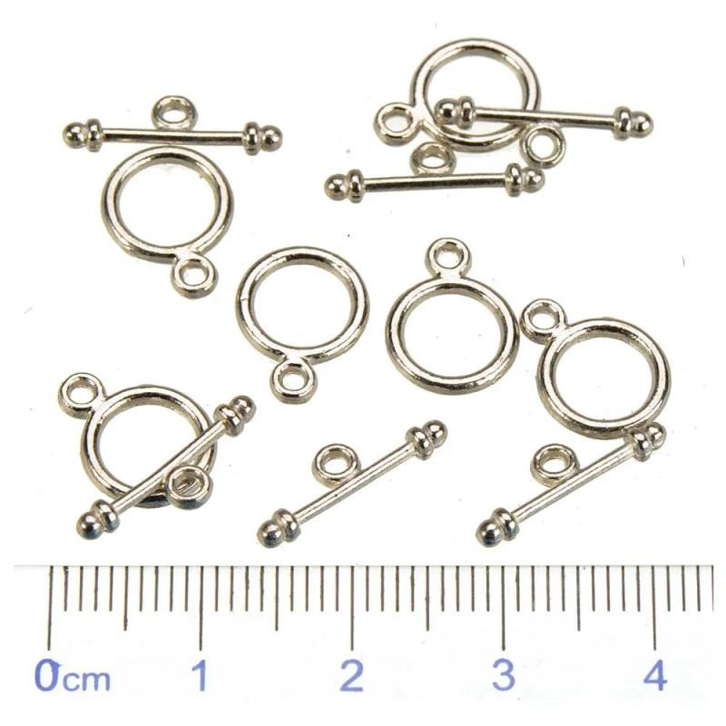 Bracelet Round Toggle Clasp Circle Silver Small 100 Sets