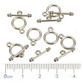 Bracelet Round Toggle Clasp Circle Silver Small 100 Sets