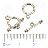 Bracelet Round Toggle Clasp Circle Silver Small 100 Sets