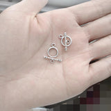 Bracelet Round Toggle Clasp Circle Silver Small 100 Sets