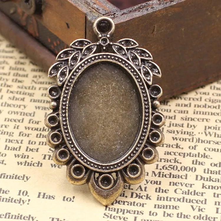 Bronze Cabochon Frame Settings for DIY Pendant Charm 10pcs K04508