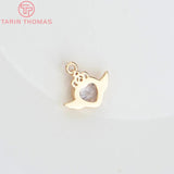 10PCS Heart Wings Pendants 24K Champagne Brass Zircon High Jewelry Findin