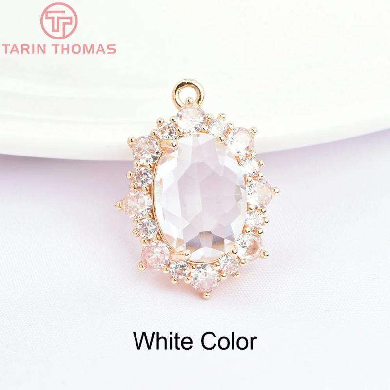 4PCS Colorful Glass Brass Pendants 18x22MM Hole 1.5MM