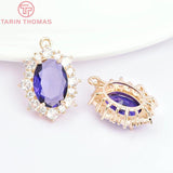 4PCS Colorful Glass Brass Pendants 18x22MM Hole 1.5MM