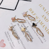 Oil Dripping Alloy Portrait Earrings - Set of 4