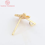 10PCS 16x11MM 24k Brass Dragonfly Stud Earrings High Diy Accessories