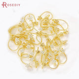 4PCS 15x10MM 24K Brass Zircon Star Earrings Diy Jewelry Supplies