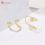 4PCS 15x10MM 24K Brass Zircon Star Earrings Diy Jewelry Supplies