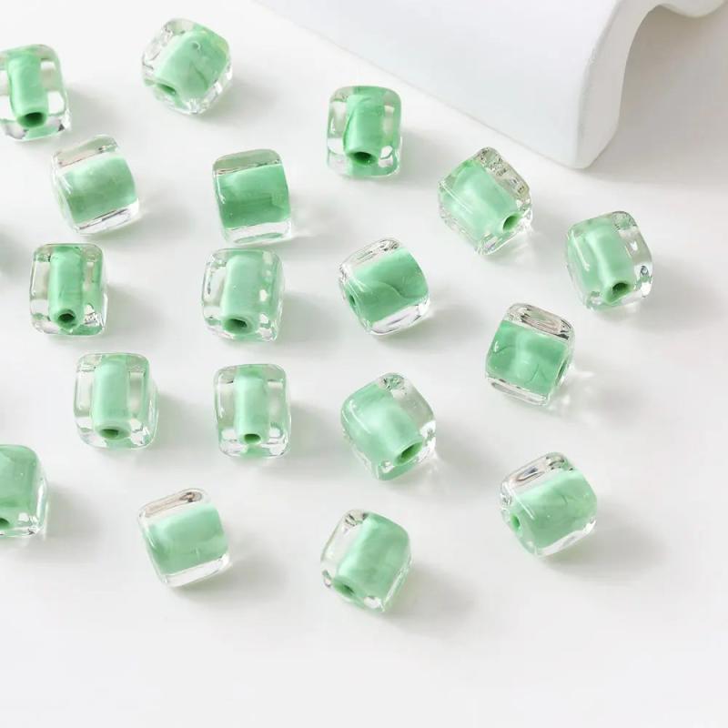 6PCS Glass Bead Pendant Charms for DIY Jewelry Making