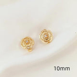 2 Pcs 14K Copper Clad Zirconium Camellia End Buckles DIY Decorative Fasteners