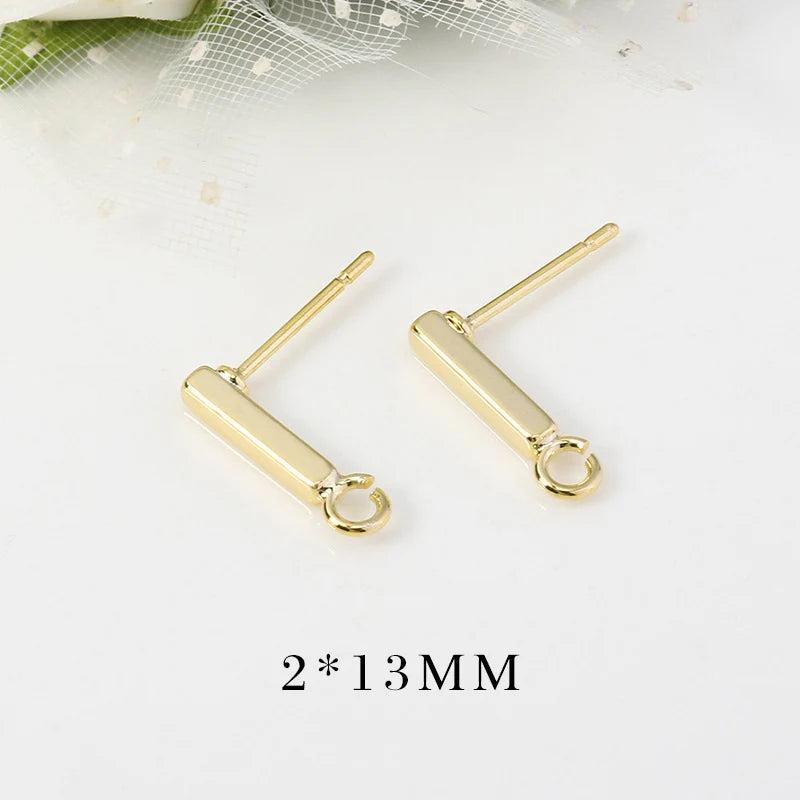 6PCS 24K Plated Brass Stud Earrings for Jewelry Making