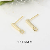 6PCS 24K Plated Brass Stud Earrings for Jewelry Making