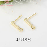 6PCS 24K Plated Brass Stud Earrings for Jewelry Making