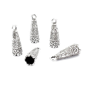 10pcs Antique Silver Tassels End Cap Beads Crimp Alloy Vintage Charms