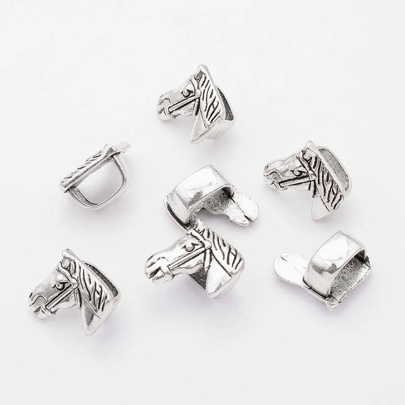 10pcs Alloy Horse Head Spacer Beads for Leather Cord Bracelet Jewelry DIY