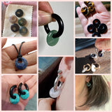 5PCS Natural Stone Round Mixed Pendants Tiger Eye Agat Child Couple Gift