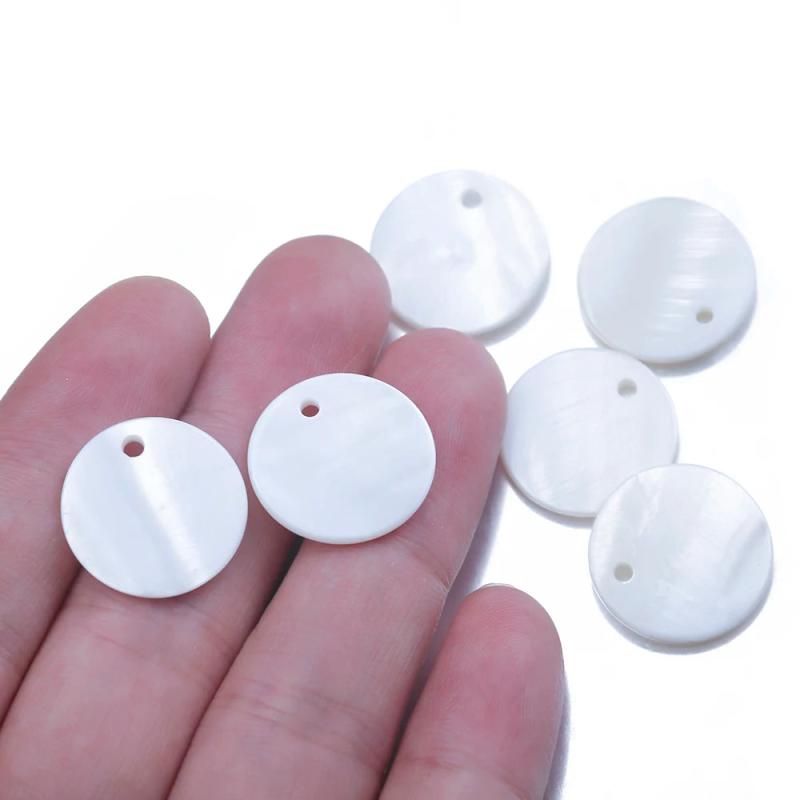 20Pcs Shell Round Pendants 20mm Charm For Jewelry Making