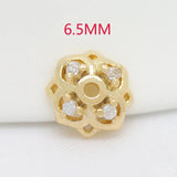 6PCS 6.5MM 8MM 10MM 24K Brass Zircon Bead Caps DIY Jewelry Accessories