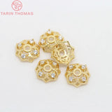 6PCS 6.5MM 8MM 10MM 24K Brass Zircon Bead Caps DIY Jewelry Accessories