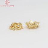6PCS 6.5MM 8MM 10MM 24K Brass Zircon Bead Caps DIY Jewelry Accessories