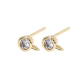 6PCS 4MM 14K Brass Zircon Round Stud Earrings Pins