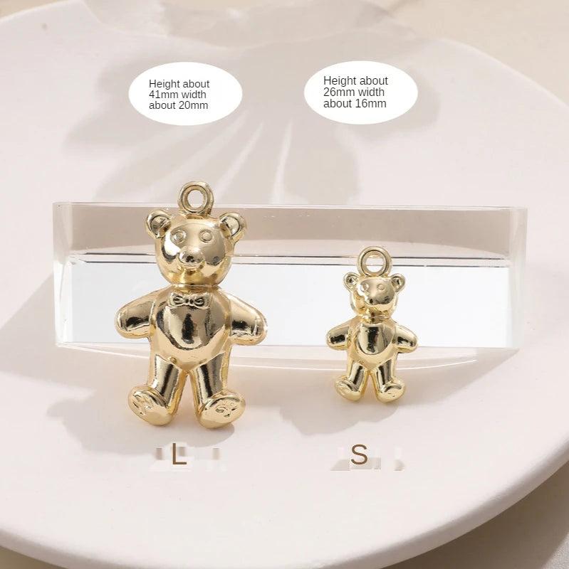 Ackley 3D Silver Teddy Bear Pendant DIY Earring Accessories Material