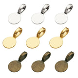 Tibetan Style Alloy Glue-On Flat Pad Pendant Bails, Silver, 18x10x5.5mm