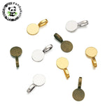 Tibetan Style Alloy Glue-On Flat Pad Pendant Bails, Silver, 18x10x5.5mm