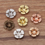 100 PCS 17x4mm Brass Flowers Base Filigree Bead Caps DIY Jewelry Making