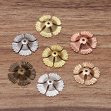 100 PCS 17x4mm Brass Flowers Base Filigree Bead Caps DIY Jewelry Making