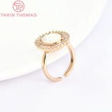 24K Brass Zircon Oval Adjustable Charms Ring Jewelry