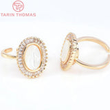 24K Brass Zircon Oval Adjustable Charms Ring Jewelry