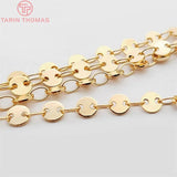 1 Meter Round disk 4MM 24K Champagne Plated Brass Necklace Chain