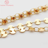 1 Meter Round disk 4MM 24K Champagne Plated Brass Necklace Chain