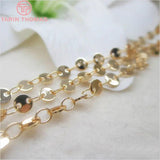 1 Meter Round disk 4MM 24K Champagne Plated Brass Necklace Chain